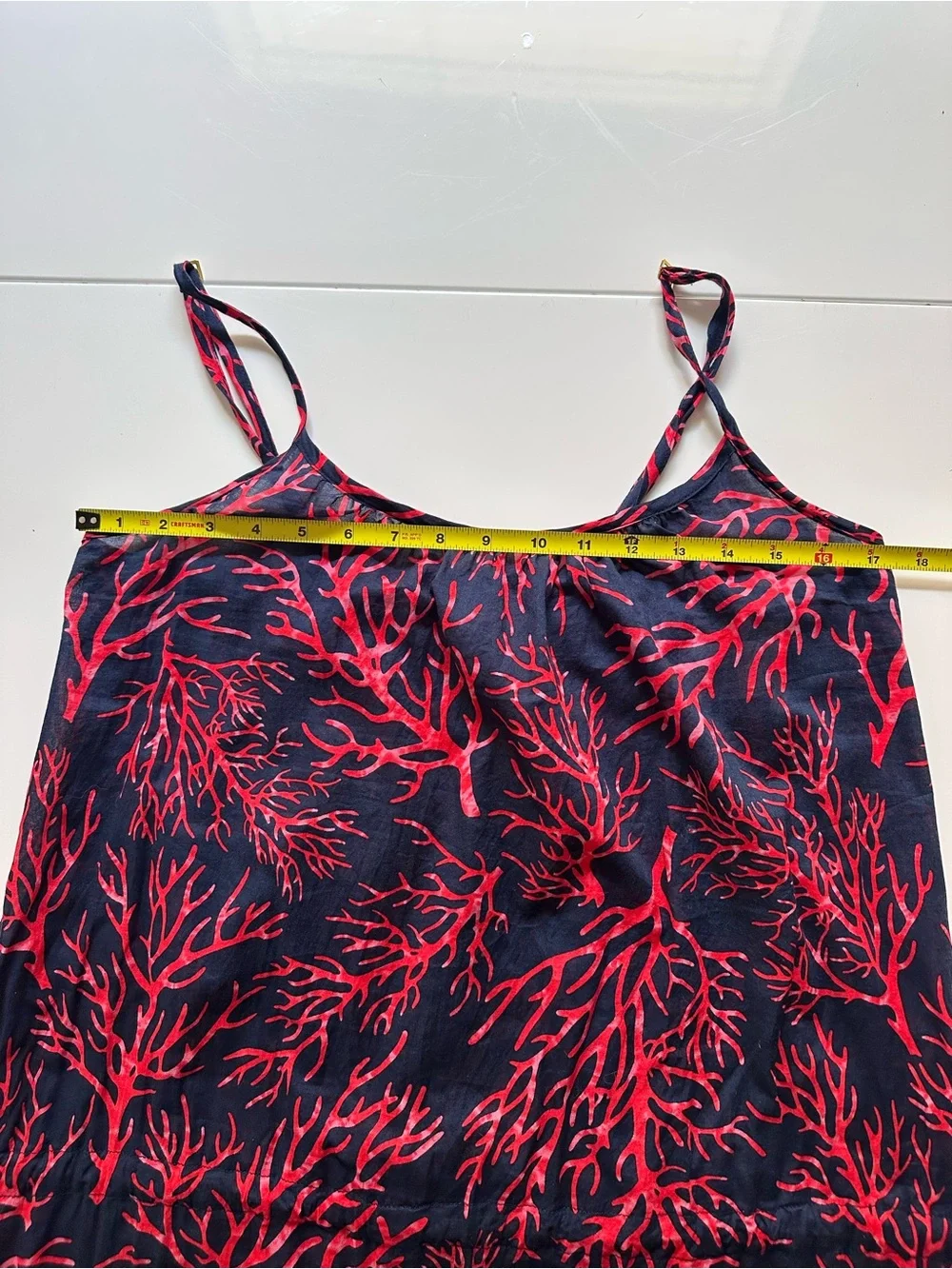 Michael Kors Coral Reef Swimsuit Coverup Maxi Dress Navy Red M/L Flawed